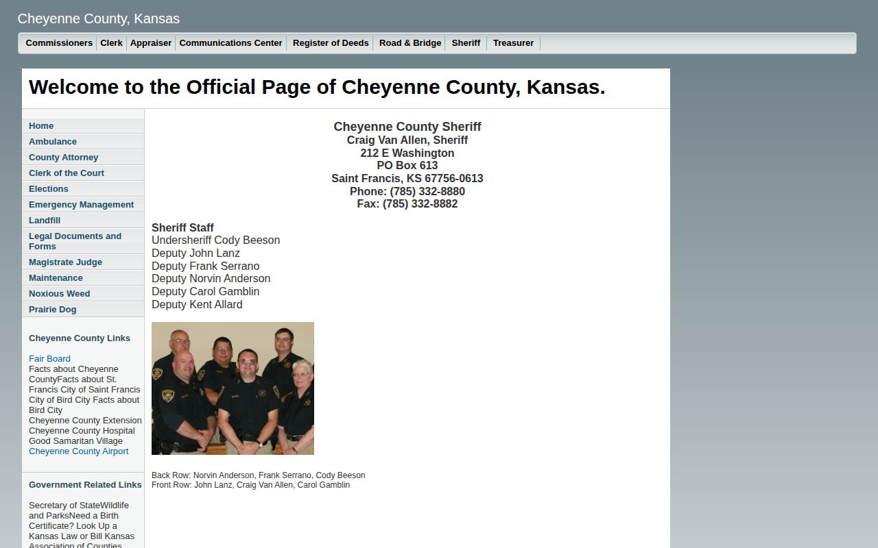 Cheyenne County 72-hour release contact page with no published archive